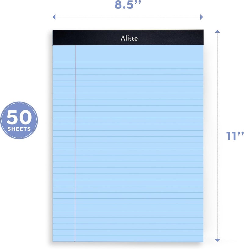 Alitte Colored Legal Pads 8.5 x 11, Pack of 12 - Perforated Wide Ruled Writing Note Pads - Premium Thick Paper, No Ink Bleeding - Lined Legal Pad For Home, Office, School, Business - 50 Sheets - Image 3